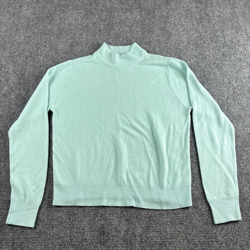 Blair Womens Mint Green Acrylic Mock Neck Knit Sweater Size PM